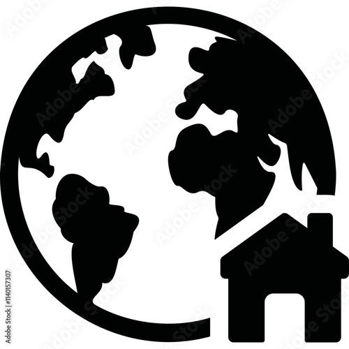 Simple vector icon planet Earth