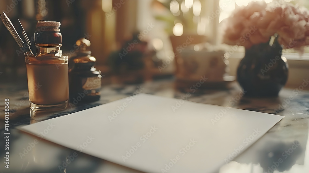 Obraz premium A serene workspace with writing materials.