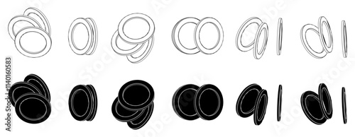 set of plates vector silhouettes.