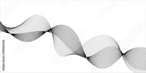 Wave lines smooth flowing dynamic isolated on white background. Technology, digital, communication, science, music concept vector background illustration.