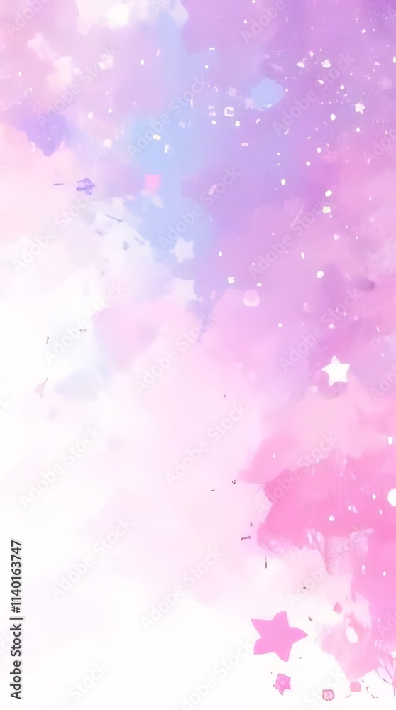 Pastel pink and purple watercolor galaxy background with stars. Pastel pink and purple watercolor galaxy background with stars.
