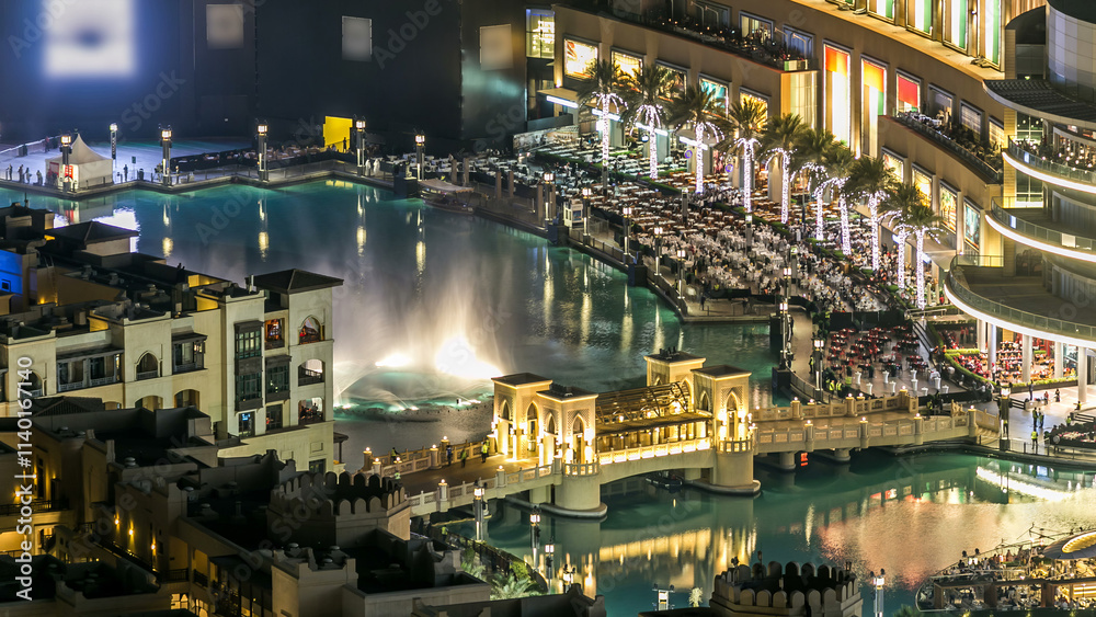 A general view of the bridge over man-made lake timelapse in Dubai downtown, United Arab Emirates. A general view of the bridge over man-made lake timelapse in Dubai downtown, United Arab Emirates.