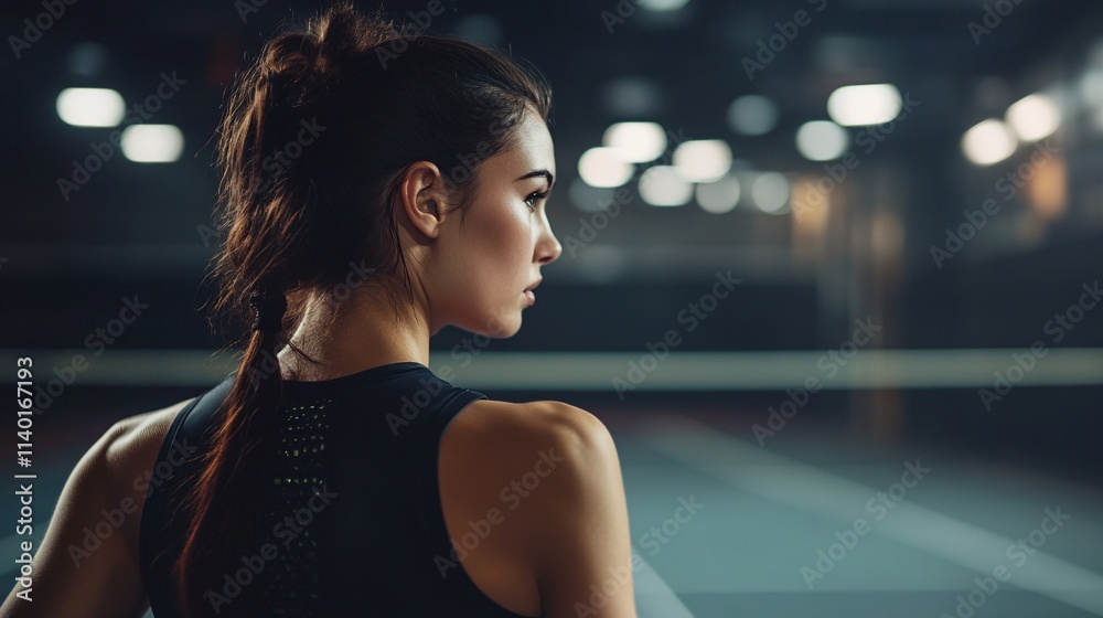 Female athlete resting after an intense workout session in gym Female athlete resting after an intense workout session in gym