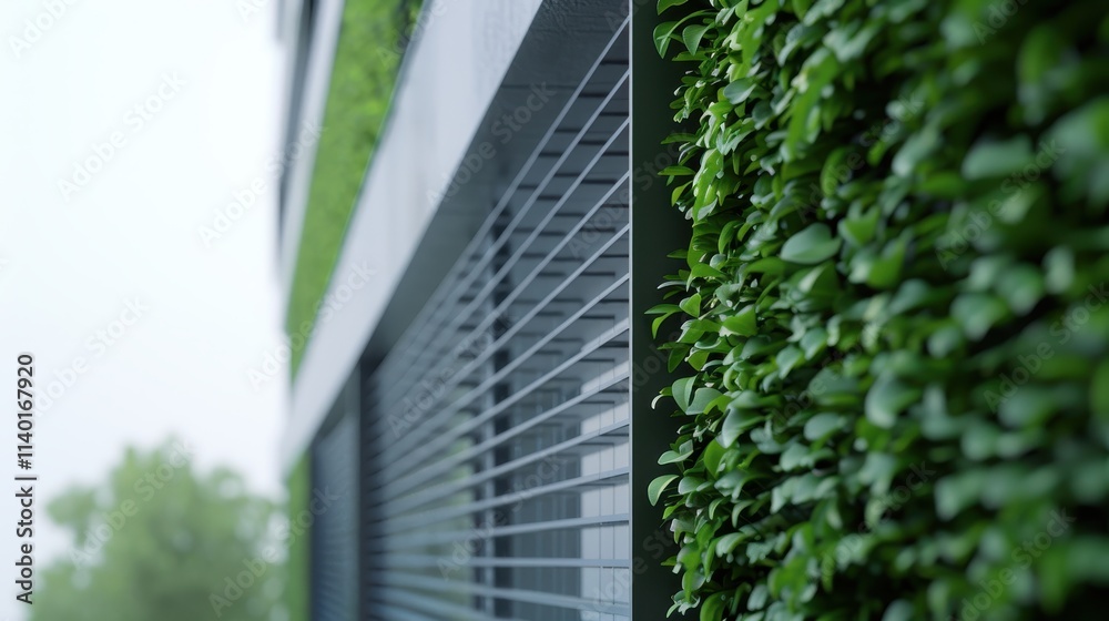 Green architecture featuring a modern building with a lush living green wall, promoting environmental consciousness and reducing CO2 levels. Eco-friendly design for sustainable urban development. Green architecture featuring a modern building with a lush living green wall, promoting environmental consciousness and reducing CO2 levels. Eco-friendly design for sustainable urban development.