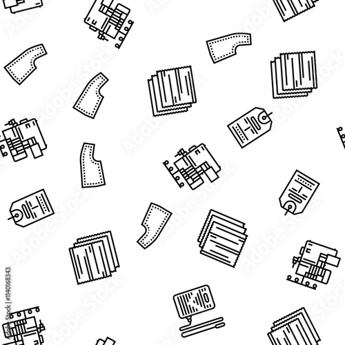 dressmaking fashion sewing style vector seamless pattern thin line illustration