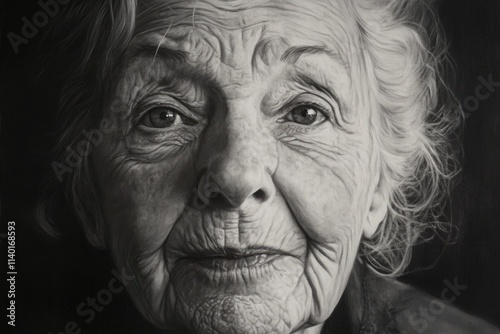 A close-up of an elderly woman's face showing her wise expression