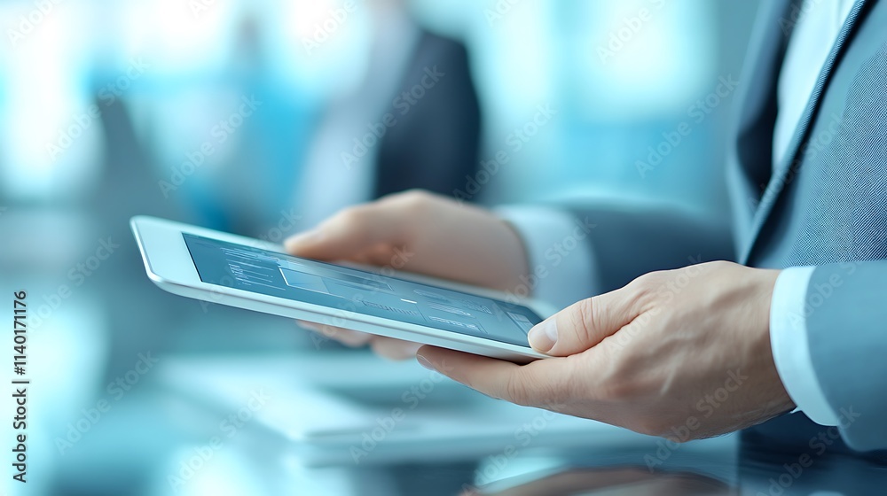 Closeup of business team discussing financial trends with digital tablet and laptop 