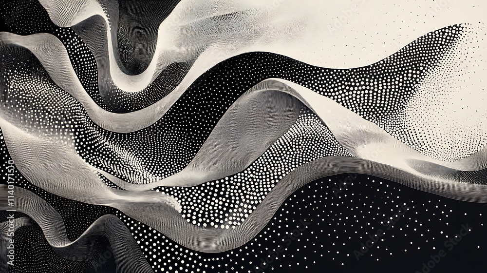 Naklejka premium Calming Rhythms Illustration Featuring Soft Waves and Harmonious Abstract Patterns