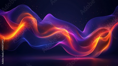 A vivid abstract wave featuring radiant particles in movement.