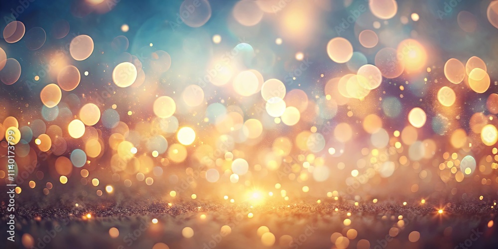 Shimmering Golden and Teal Abstract Background with Sparkling Lights and Glimmering Dust