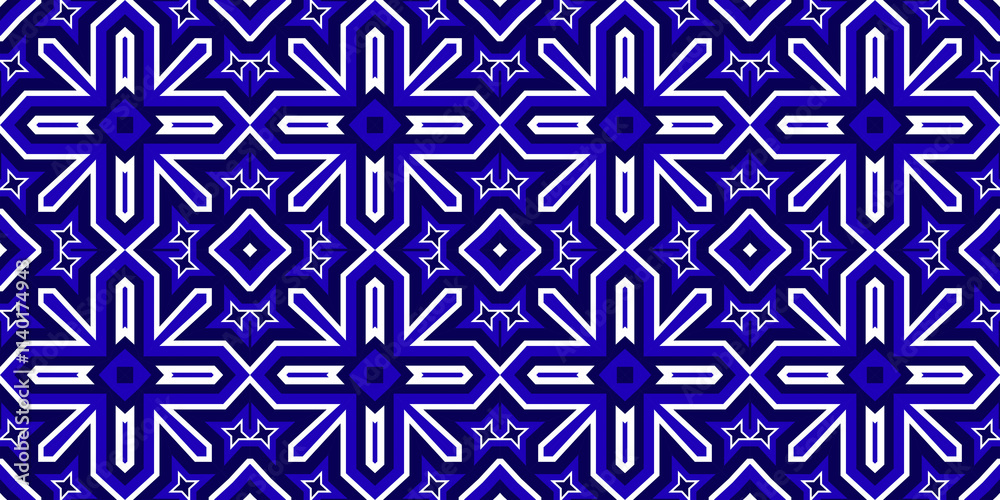 Seamless pattern banner blue and white. Merry Christmas. Happy New Year. Frost and snowflakes pattern