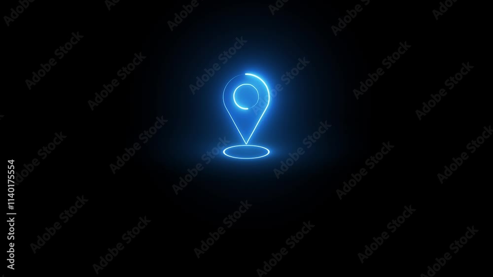 Glowing Neon line location icon animation Isolated on Black Background, Sign and pin to indicate the route Glowing Neon line location icon animation Isolated on Black Background, Sign and pin to indicate the route
