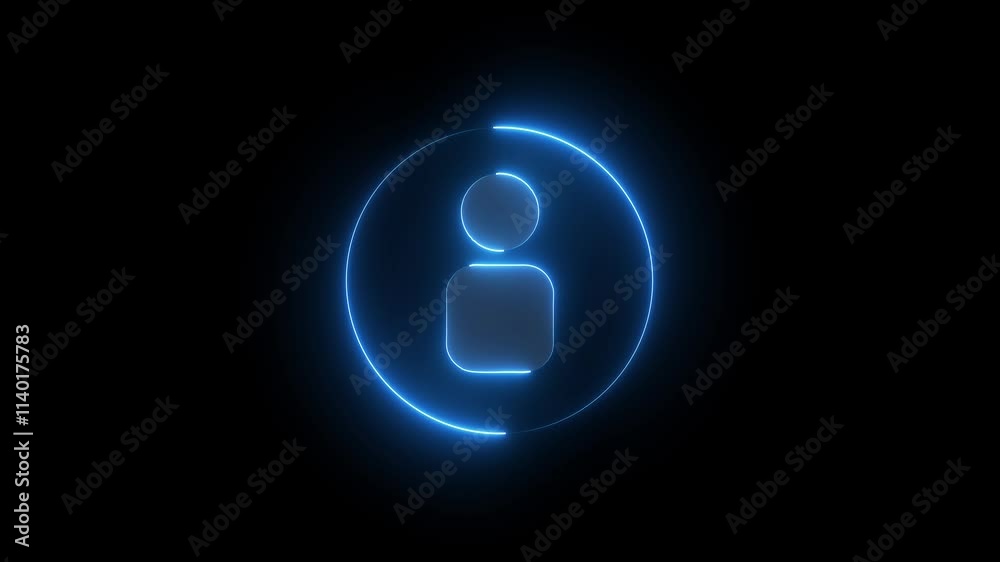 Neon light glowing User line man icon inside circle animation on Black Background Neon light glowing User line man icon inside circle animation on Black Background