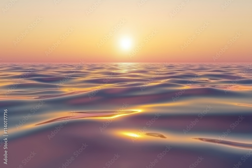 Fototapeta premium A pastel-toned abstract landscape of the sea at sunset, with an outdoor ocean scene.