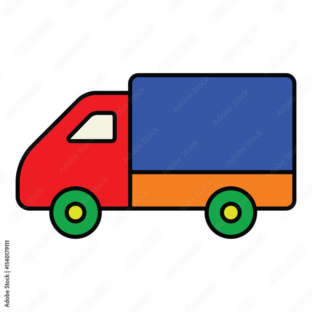 Cargo Truck Delivery Vehicle Flat Icon Isolated On White Background Cargo Truck Delivery Vehicle Flat Icon Isolated On White Background