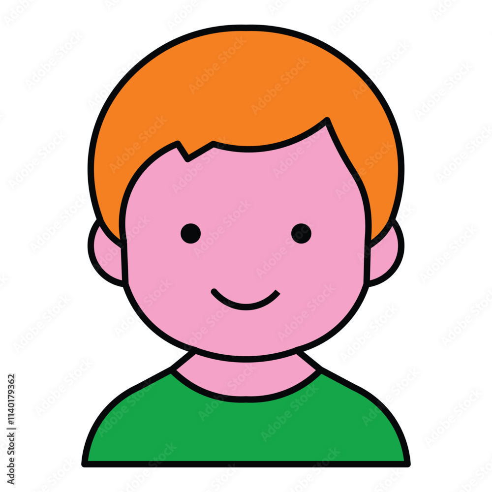 Smiling Boy Happy Face Flat Icon Isolated On White Background Smiling Boy Happy Face Flat Icon Isolated On White Background