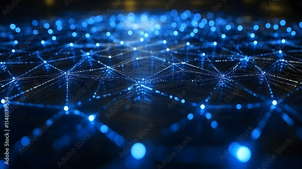 Abstract digital network representation with blue lights. Abstract digital network representation with blue lights.