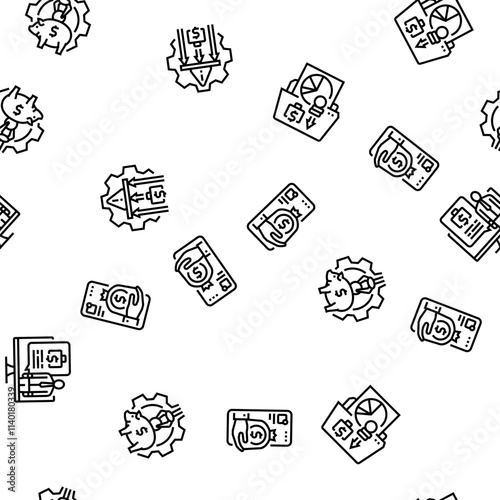 planning budget finance income vector seamless pattern thin line illustration