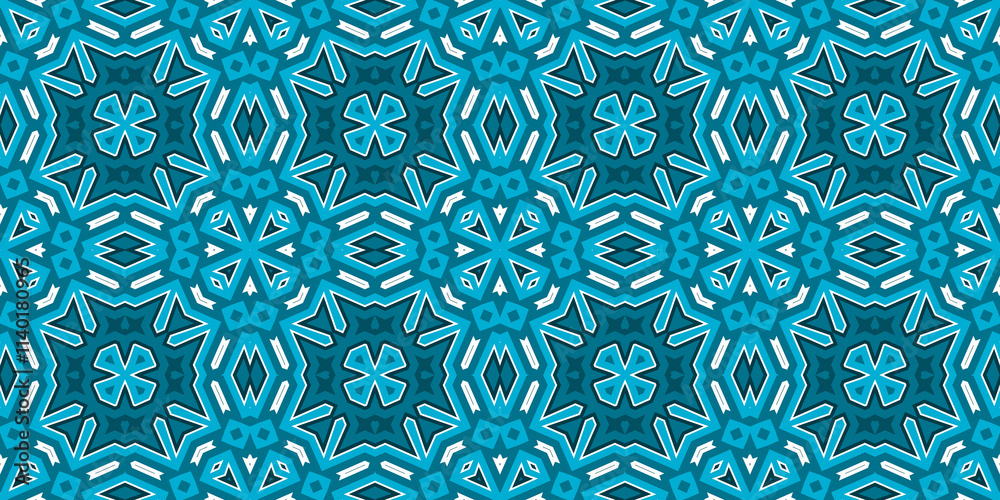 Fototapeta premium Seamless pattern banner blue and white. Merry Christmas. Happy New Year. Frost and snowflakes pattern