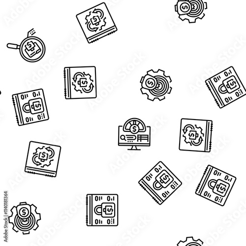planning budget finance income vector seamless pattern thin line illustration