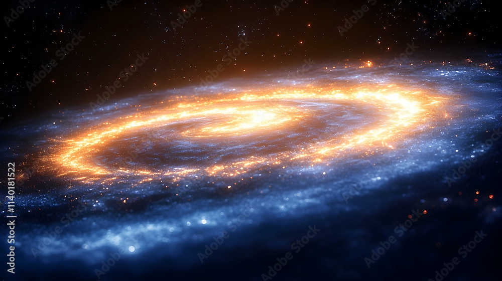 Fototapeta premium Spiral galaxy with glowing stars and cosmic dust.