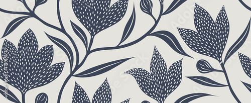 Abstract flower seamless pattern with dotted style. 