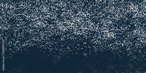 Minimal snowflakes falling on isolated dark blue background