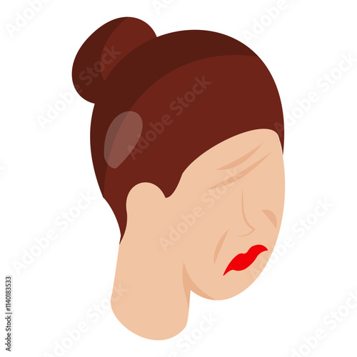 Girl Ready for Facial Treatment at Salon isometric concept, Woman Face with Closed Eyes vector icon design, beauty personal care symbol, cosmetic dermatology sign, body aesthetics stock illustration