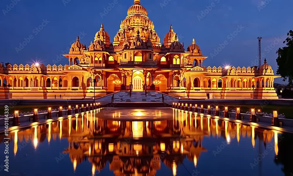 Illustration of Hindu mandir, Ayodhya Shree Ram temple, Animation Motion Graphic Video 