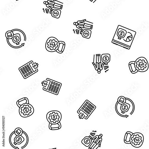 budget planning finance saving vector seamless pattern thin line illustration