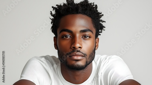 Isolated white background, unisex clothing, front view, lifestyle model, neutral background 