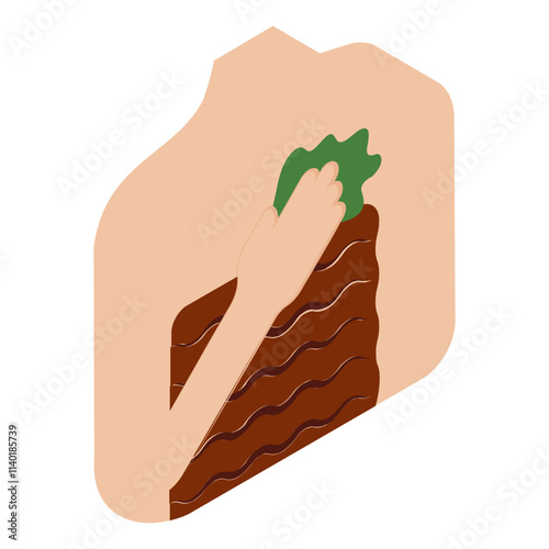 Finnish sauna isometric concept, girl wearing towel and holding  bath puff vector icon design, beauty personal care symbol, cosmetic dermatology sign, body aesthetics stock illustration 