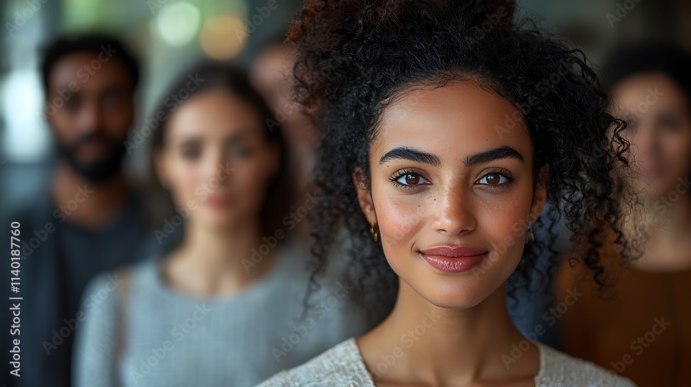 Obraz premium Collage in grids of diverse ethnic and professional backgrounds, posing in home or office settings, with a global community representation, high clarity and vivid colors 