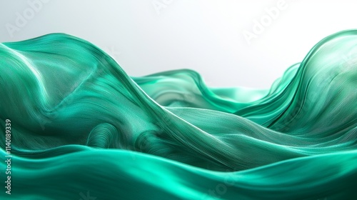 A deep, rich forest green wave abstract design, enveloping and isolated on a white backdrop. photo