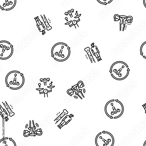 woman health medical care vector seamless pattern thin line illustration