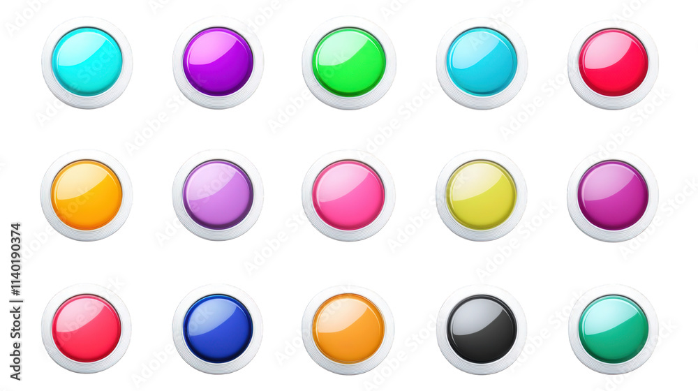 Colorful Circular Buttons Arranged in a Grid Pattern, on transparent background , png Colorful Circular Buttons Arranged in a Grid Pattern, on transparent background , png
