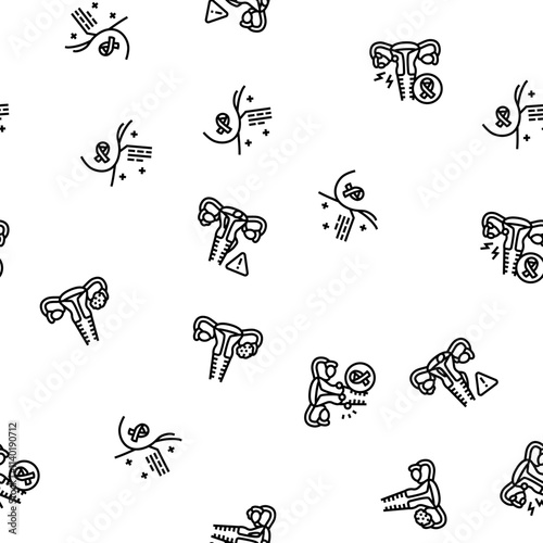 woman health medical care vector seamless pattern thin line illustration