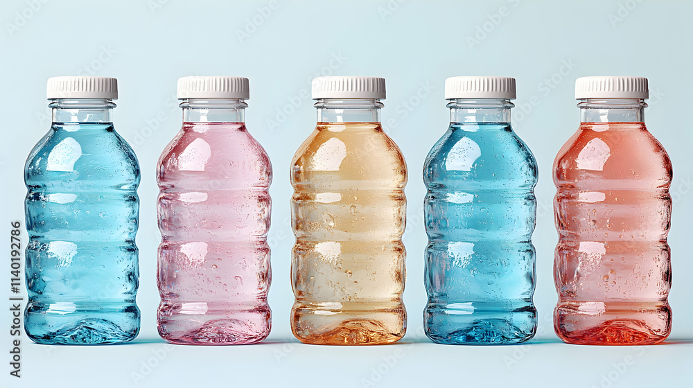 Colorful bottled drinks in a row. Colorful bottled drinks in a row.