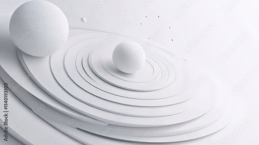Abstract white spheres orbiting concentric circles. Abstract white spheres orbiting concentric circles.