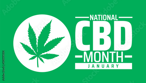 National CBD Month background banner or poster design template. observed every year in January. Holiday concept. Use to any Template, card, poster, placard, template.