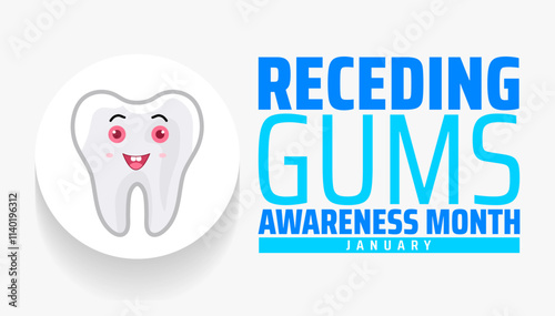 receding gums awareness month background banner or poster design template. observed every year in January. Holiday concept. Use to any Template, card, poster, placard, template.
