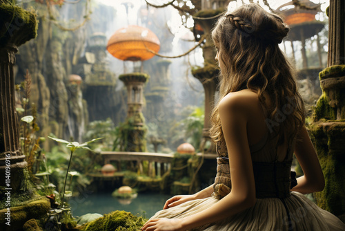 captivating scenery of fictional island of Inlandia, with its magical forests, flowing waterfalls, and fantastical elements, transports viewers to a realm of legends and fantasies photo