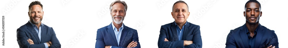Standing confidently with his arms crossed, a businessman in a blue casual shirt smiles directly at the camera. Standing confidently with his arms crossed, a businessman in a blue casual shirt smiles directly at the camera.