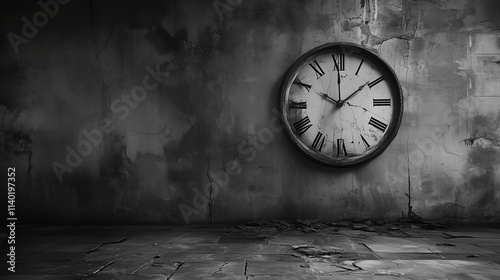 Wallpaper Mural wall clock with its hands missing, set against a plain wall, symbolizing timelessness Torontodigital.ca