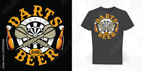 Funny Dart Player Vintage Dart Throwing T-shirt Design