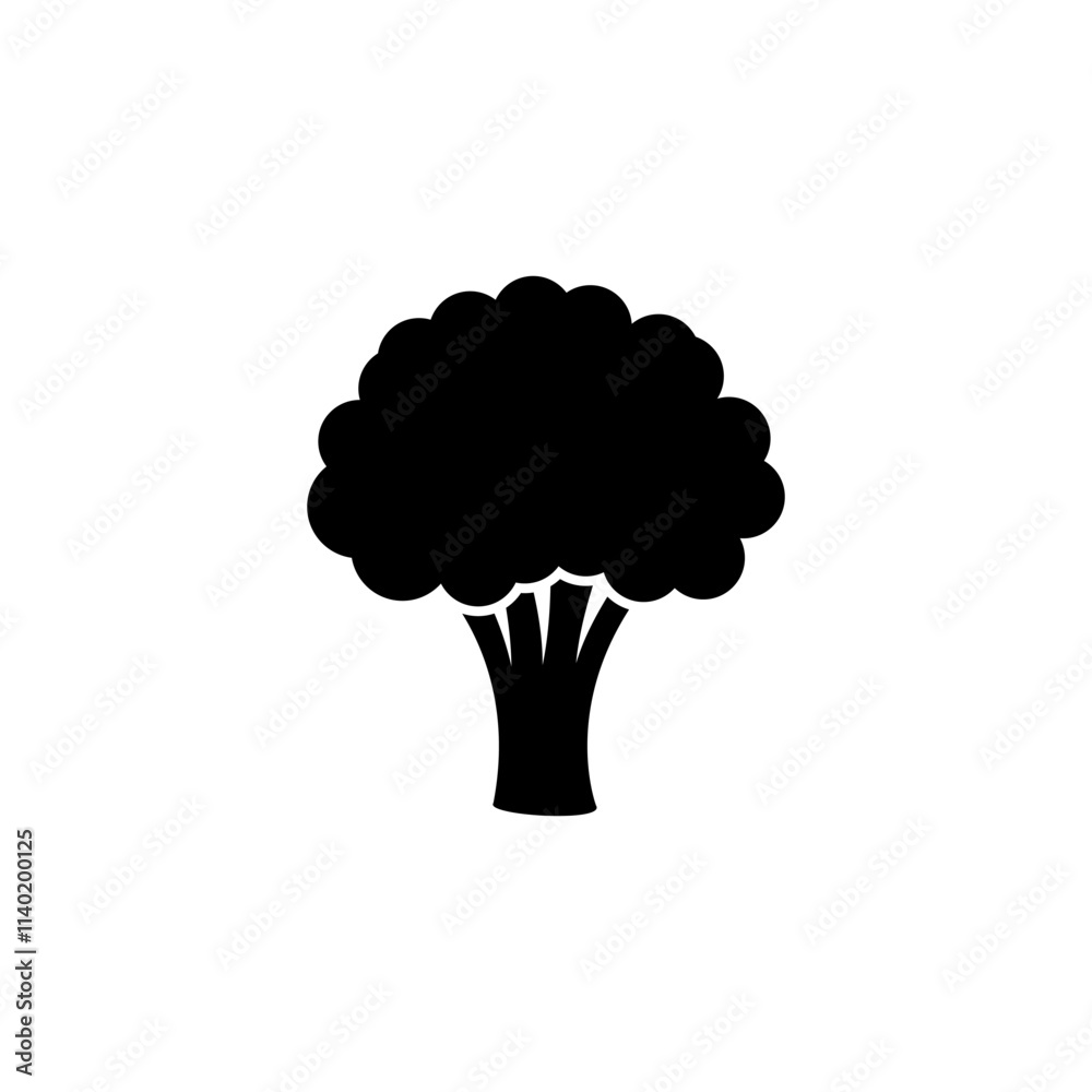 Broccoli icon vector. Vegetable Icon vector on black color Broccoli icon vector. Vegetable Icon vector on black color