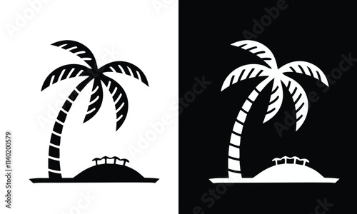 Set of plant and tree with its silhouette.