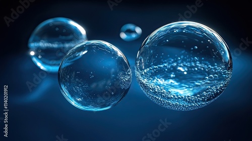 Wallpaper Mural Abstract Glass Molecules Floating Blue Fluid Representing Role Molecular Research Chemistry Biotechnology Advancing Science Medicine Environmental Solutions Torontodigital.ca