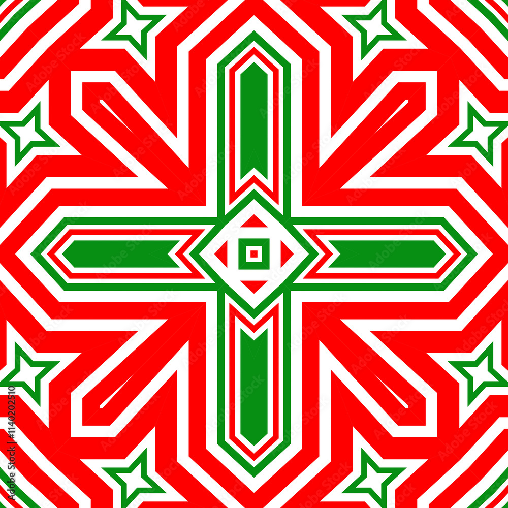 Seamless square pattern red and green. Christmas pattern green and red. Merry Christmas. Happy New Year.