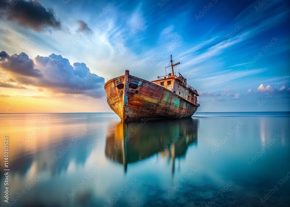 Fototapeta premium Abandoned Ships Ocean Ghost Ships Count Minimalist Photography